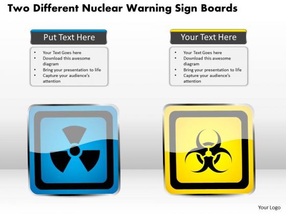 Business Diagram Two Different Nuclear Warning Sign Boards Presentation Template Business Diagram Two Different Nuclear Warning Sign Boards Presentation Template