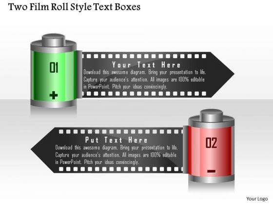 business diagram two film roll style text boxes presentation business diagram two film roll style text boxes presentation, Presentation templates