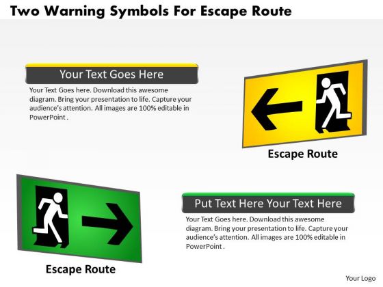 Business Diagram Two Warning Symbols For Escape Route Presentation Template Business Diagram Two Warning Symbols For Escape Route Presentation Template