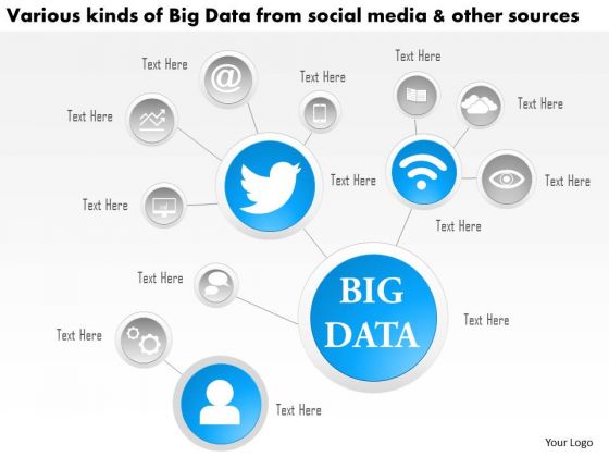 Business Diagram Various Kinds Of Big Data From Social Media And Other Sources Ppt Slide Business Diagram Various Kinds Of Big Data From Social Media And Other Sources Ppt Slide