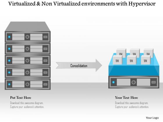 Business Diagram Virtualized And Non Vitualized Environments With Hypervisor Ppt Slide Business Diagram Virtualized And Non Vitualized Environments With Hypervisor Ppt Slide