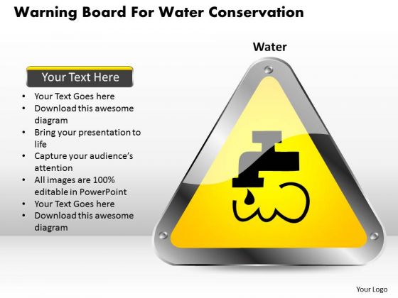 Business Diagram Warning Board For Water Conservation Presentation Template Business Diagram Warning Board For Water Conservation Presentation Template