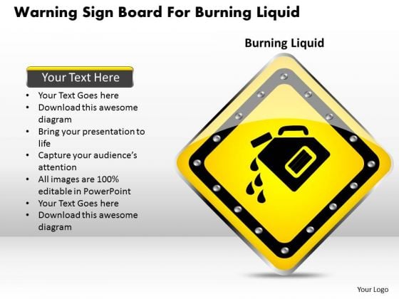 Business Diagram Warning Sign Board For Burning Liquid Presentation Template Business Diagram Warning Sign Board For Burning Liquid Presentation Template