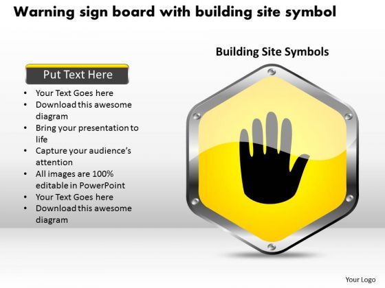 Business Diagram Warning Sign Board With Building Site Symbol Presentation Template Business Diagram Warning Sign Board With Building Site Symbol Presentation Template