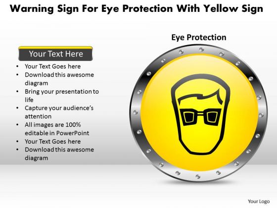 Business Diagram Warning Sign For Eye Protection With Yellow Sign Presentation Template Business Diagram Warning Sign For Eye Protection With Yellow Sign Presentation Template