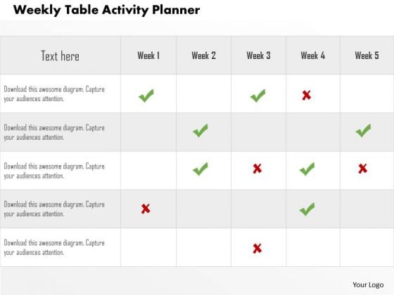 business diagram weekly table activity planner presentation template activity planner template