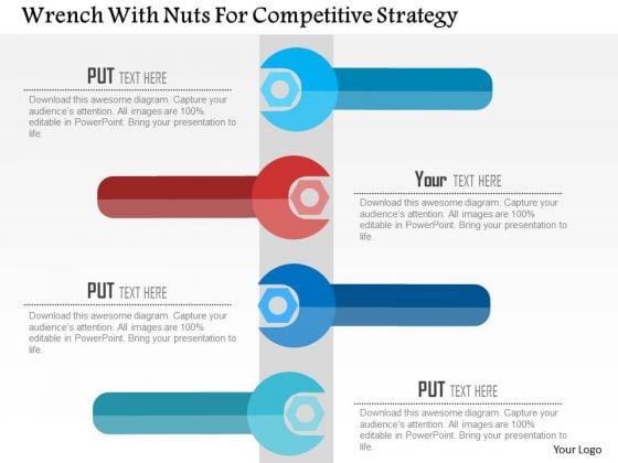 business diagram wrench with nuts for competitive strategy strategy presentation