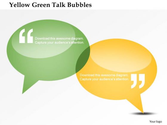 Business Diagram Yellow Green Talk Bubbles Presentation Template