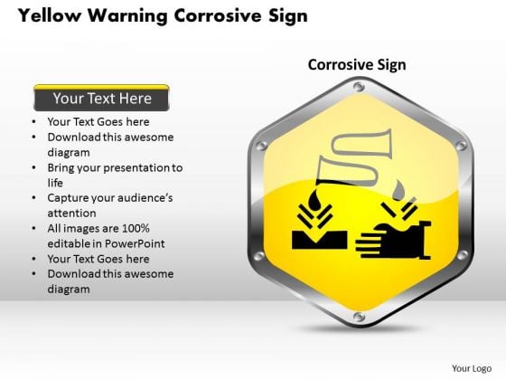 Business Diagram Yellow Warning Corrosive Sign Presentation Template Business Diagram Yellow Warning Corrosive Sign Presentation Template