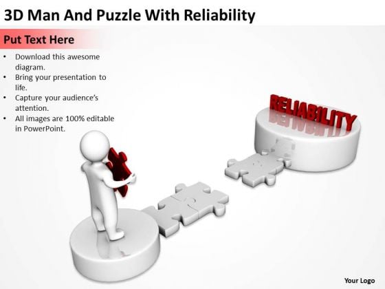Business Diagrams Templates 3d Man And Puzzle With Reliability PowerPoint