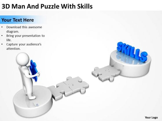 Business Diagrams Templates 3d Man And Puzzle With Skills PowerPoint