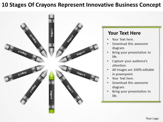 Business Flow Diagrams Of Crayons Represent Innovative Concept PowerPoint Templates