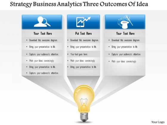 Business Framework Strategy Business Analytics 3 Outcomes Of Idea PowerPoint Presentation Business Framework Strategy Business Analytics 3 Outcomes Of Idea PowerPoint Presentation