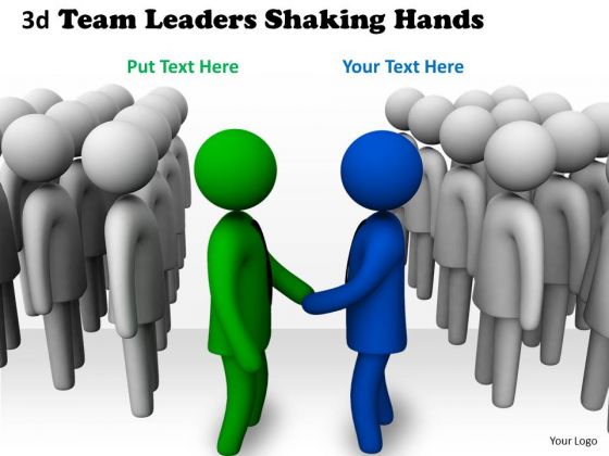 Business Growth Strategy 3d Team Leaders Shaking Hands Character Modeling