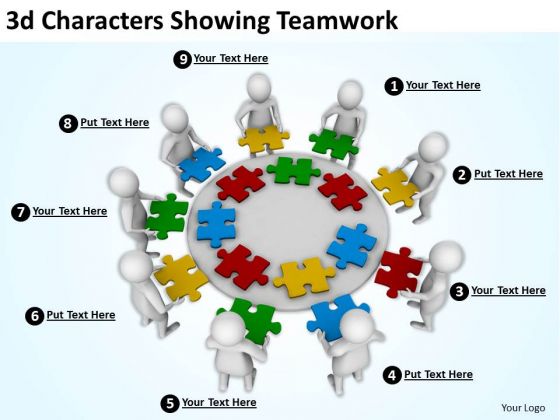 Business Integration Strategy 3d Characters Showing Teamwork Models Business Integration Strategy 3d Characters Showing Teamwork Models