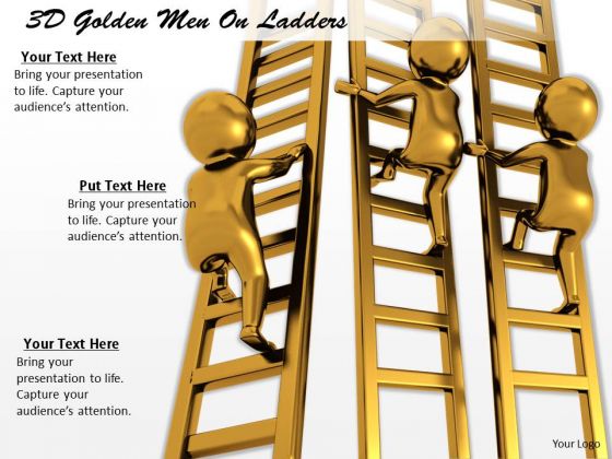Business Integration Strategy 3d Golden Men Ladders Character Models Business Integration Strategy 3d Golden Men Ladders Character Models