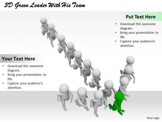 Business Integration Strategy 3d Green Leader With His Team Character Models Business Integration Strategy 3d Green Leader With His Team Character Models