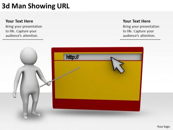 Business Integration Strategy 3d Man Showing Url Characters
