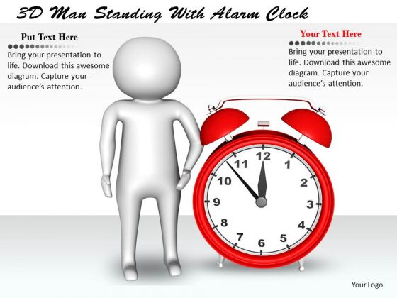 Business Integration Strategy 3d Man Standing With Alarm Clock Adaptable Concepts Business Integration Strategy 3d Man Standing With Alarm Clock Adaptable Concepts