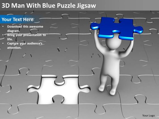 Business Intelligence Architecture Diagram 3d Man With Blue Puzzle Jigsaw PowerPoint Slides Business Intelligence Architecture Diagram 3d Man With Blue Puzzle Jigsaw PowerPoint Slides