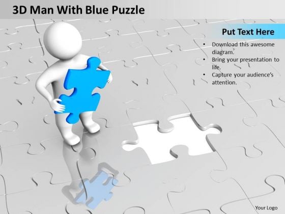 Business Intelligence Architecture Diagram 3d Man With Blue Puzzle PowerPoint Slides Business Intelligence Architecture Diagram 3d Man With Blue Puzzle PowerPoint Slides