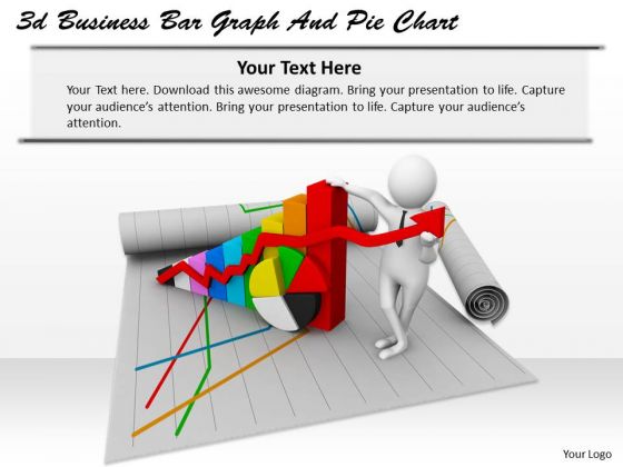 Business Intelligence Strategy 3d Bar Graph And Pie Chart Characters Business Intelligence Strategy 3d Bar Graph And Pie Chart Characters