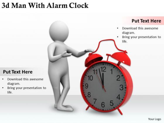 Business Intelligence Strategy 3d Man With Alarm Clock Concepts Business Intelligence Strategy 3d Man With Alarm Clock Concepts
