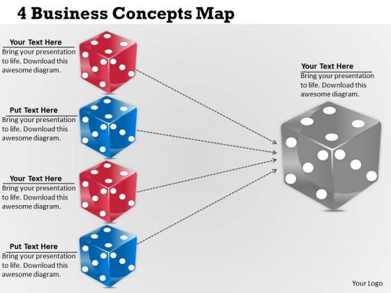 Business Level Strategy 4 Concepts Map Simple Strategic Plan Template Ppt Slide