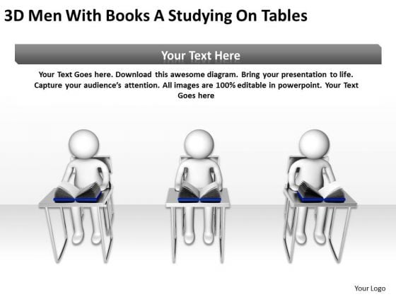 Business Life Cycle Diagram 3d Men With Books Studying On Tables PowerPoint Templates