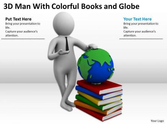 Business Men 3d Man With Colorful Books And Globe PowerPoint Templates Business Men 3d Man With Colorful Books And Globe PowerPoint Templates
