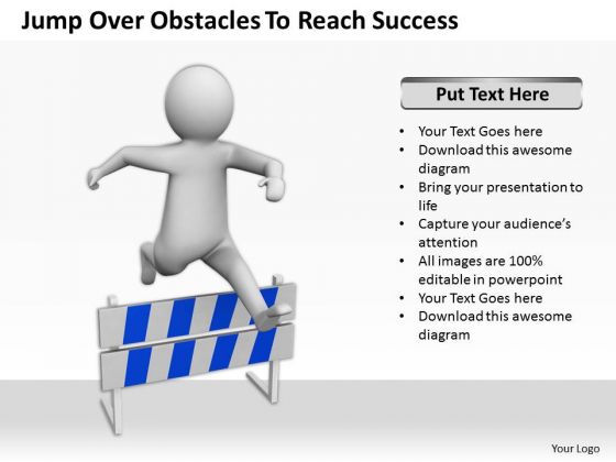 Business Men Jump Over Obstacles To Reach Success PowerPoint Templates Ppt Backgrounds For Slides