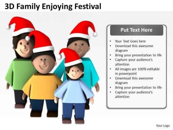 Business Model Diagram 3d Family Enjoying Festival PowerPoint Templates