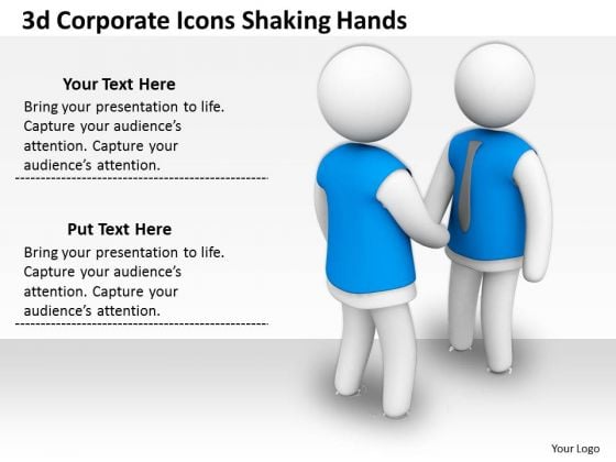 Business Model Strategy 3d Corporate Icons Shaking Hands Concept Business Model Strategy 3d Corporate Icons Shaking Hands Concept