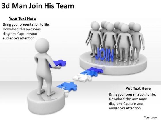 Business Model Strategy 3d Man Join His Team Concepts Business Model Strategy 3d Man Join His Team Concepts