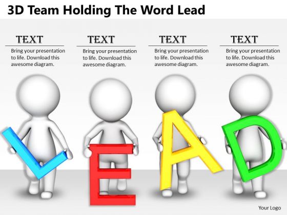 Business Model Strategy 3d Team Holding The Word Lead Character Models Business Model Strategy 3d Team Holding The Word Lead Character Models