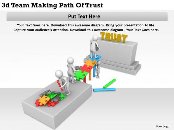 Business Model Strategy 3d Team Making Path Of Trust Character Business Model Strategy 3d Team Making Path Of Trust Character