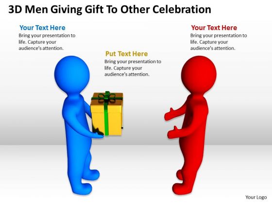 Business Network Diagram Examples 3d Men Giving Gift To Other Celebration PowerPoint Slides