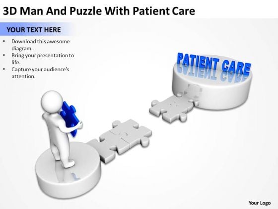 Business Organizational Chart Examples 3d Man And Puzzle With Patient Care PowerPoint Templates