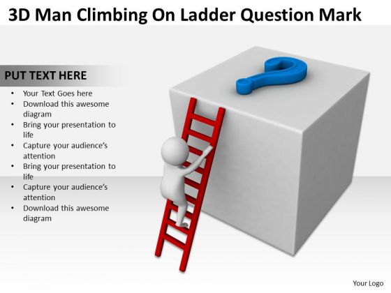 Business People 3d Man Climbing On Ladder Question Mark PowerPoint Templates Business People 3d Man Climbing On Ladder Question Mark PowerPoint Templates