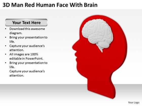 Business People 3d Man Red Human Face With Brain PowerPoint Templates Business People 3d Man Red Human Face With Brain PowerPoint Templates