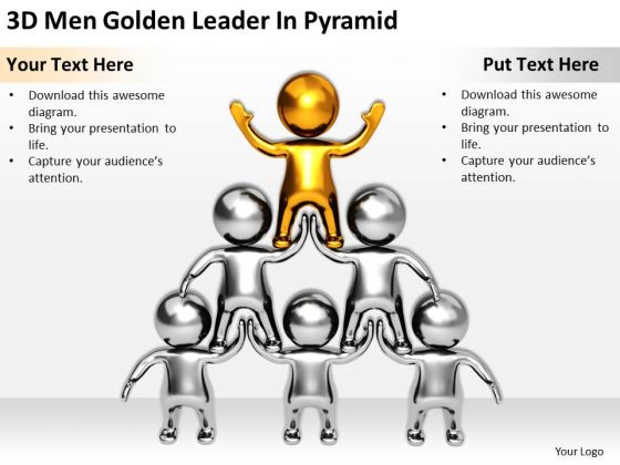 Business People 3d Men Golden Leader Pyramid PowerPoint Slides Business People 3d Men Golden Leader Pyramid PowerPoint Slides