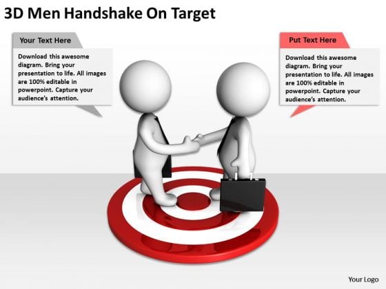 Business People 3d Men Handshake On Target PowerPoint Slides Business People 3d Men Handshake On Target PowerPoint Slides