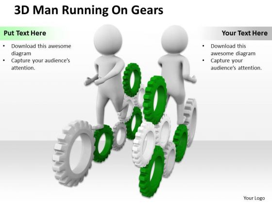 Business People 3d Men Running On Gears PowerPoint Slides Business People 3d Men Running On Gears PowerPoint Slides