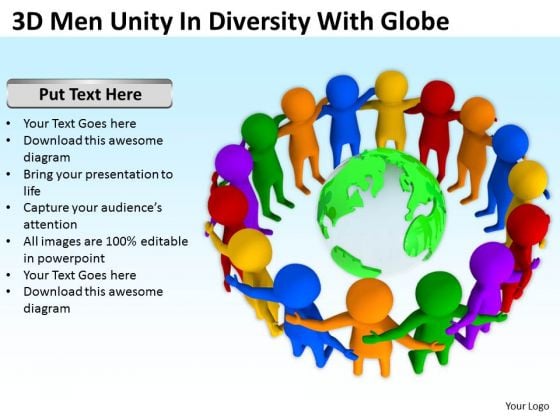 Business People 3d Men Unity Diversity With Globe PowerPoint Templates Business People 3d Men Unity Diversity With Globe PowerPoint Templates