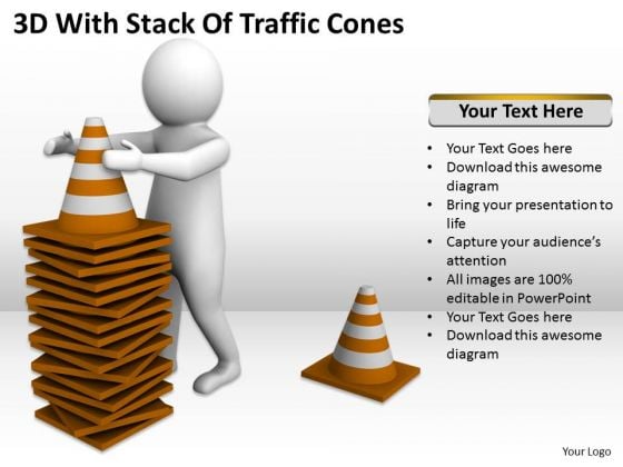 Business People 3d With Stack Of Traffic Cones PowerPoint Templates Ppt Backgrounds For Slides Business People 3d With Stack Of Traffic Cones PowerPoint Templates Ppt Backgrounds For Slides