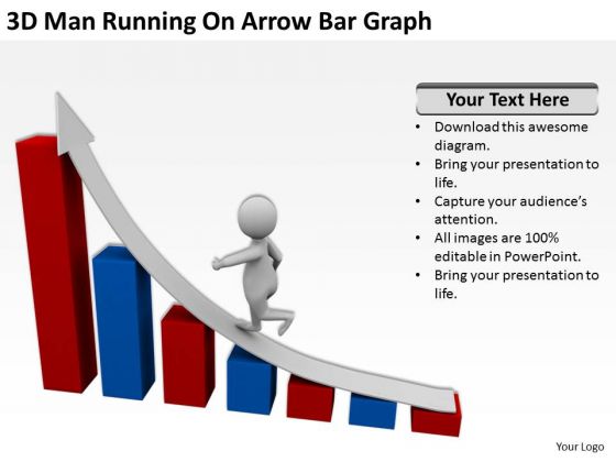 Business People Clipart 3d Man Running On Arrow Bar Graph PowerPoint Templates