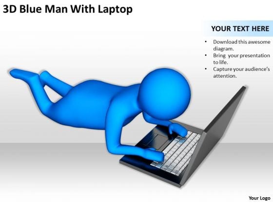 Business People Images 3d Blue Man With Laptop PowerPoint Slides Business People Images 3d Blue Man With Laptop PowerPoint Slides