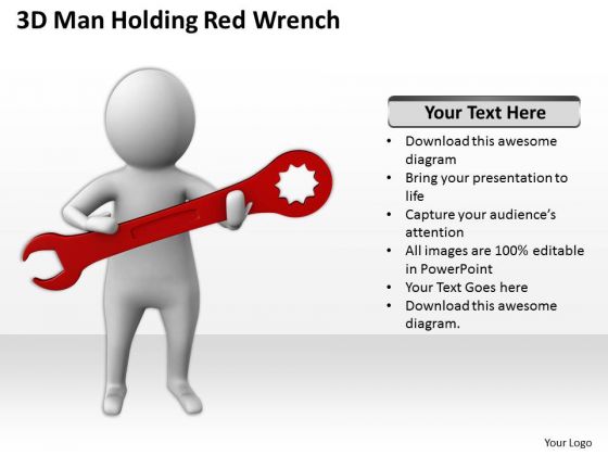 Business People Images 3d Man Holding Red Wrench PowerPoint Slides Business People Images 3d Man Holding Red Wrench PowerPoint Slides