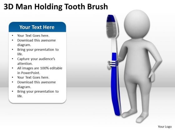 Business People Images 3d Man Holding Tooth Brush PowerPoint Slides