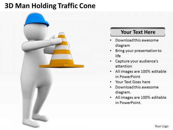 Business People Images 3d Man Holding Traffic Cone PowerPoint Slides Business People Images 3d Man Holding Traffic Cone PowerPoint Slides